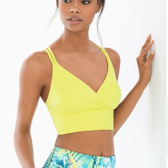 SOMA Sport Strappy Back Yoga Bra Lemon Lime Size Small - Picture 1 of 7